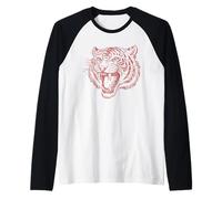 Roaring Tiger Graphic Vintage Feline Fashion Art Raglan Baseball Tee
