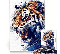 Roaring Tiger Illustration 1000 Piece Jigsaws for Teenagers Puzzle Improve Recall Casual Relax Exact Edge Stylish Gift (50x75cm)