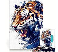 Roaring Tiger Illustration 1000 Piece Jigsaws for Teenagers Puzzle Improve Recall Casual Relax Exact Edge Stylish Gift (50x75cm)