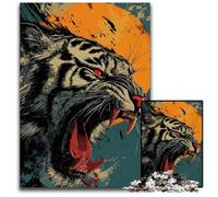 Roaring Tiger Illustration Jigsaw Puzzles for Adults 1000 Piece Wooden Puzzles for Mother'S Day Birthdays Christmas 1000 PCS(75x50cm)