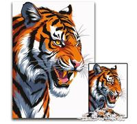 Roaring Tiger Illustration Puzzle 1000 Pieces Jigsaw Puzzles for Adults Challenging Brain Teaser for Teenagers Family Game Night Fun 1000 PCS(38x26cm)