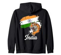 Roaring Tiger Indian Flag National Animal Patriot Zip Hoodie