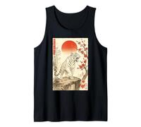 Roaring Tiger Japanese Sumi-e Cherry Blossom Landscape Edo Tank Top