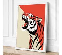 Roaring Tiger Modern Canvas Wall Art Print 18x12 Inch (46 x 30 cm)