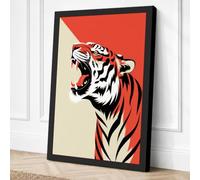 Roaring Tiger Modern Canvas Wall Art Print 18x12 Inch (46 x 30 cm)