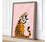 Roaring Tiger Modern Canvas Wall Art Print 18x12 Inch (46 x 30 cm)