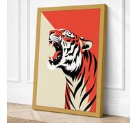 Roaring Tiger Modern Canvas Wall Art Print 24x16 Inch (61 x 41 cm)