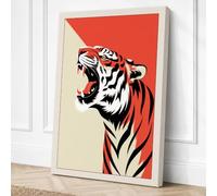 Roaring Tiger Modern Canvas Wall Art Print 30x20 Inch (76 x 51 cm)