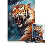 Roaring Tiger Painting 1000 Piece Jigsaw Puzzle for Teenagers Strengthen Recall Peaceful Fun Quality Edge (38x52cm)