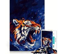Roaring Tiger Painting 1000 Piece Jigsaw Puzzles for Teenagers Jigsaw Wise Think Toy Relax Time Clear Cut Festival Gift (50x75cm)