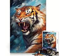 Roaring Tiger Painting Hard Jigsaw Puzzle for Adults 1000 Pieces Intellect Toy Cozy Time Quality Cut (50x75cm)