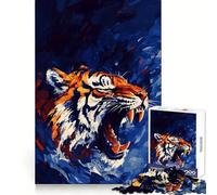Roaring Tiger Painting Jigsaw Puzzle 1000 Piece for Teenagers Logic Sense Toy Calm Pastime Smooth Edge Premium Gift (38x52cm)