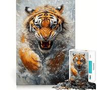 Roaring Tiger Painting Jigsaw Puzzle for Teenagers 1000 Pieces Boost Memory Relaxing Fun Premium Cut Stylish Gift (38x52cm)
