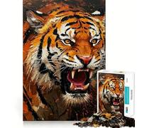 Roaring Tiger Painting Jigsaw Puzzle for Teenagers 1000 Pieces Mind Skill Toy Gentle Leisure Design Assembly Premium Gift (38x52cm)