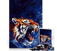 Roaring Tiger Painting Jigsaw Puzzles for Teenagers 1000 Piece Brain Workout Toy Mental Relax Art Assembly Unique Gift (38x26cm)