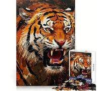 Roaring Tiger Painting Puzzle for Teenagers 1000 Pieces Smart Reason Toy Stress Release Sharp Edge Birthday Gift (50x75cm)