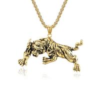 Roaring Tiger Pendant, Punk Tiger King Necklace for Men, Hip Hop Tiger Necklace Rock Tiger Animal Charm Jewelry, Fierce Tiger Necklace Rapper Tiger Animal Pendant Necklace for mens