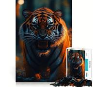Roaring Tiger Portrait 1000 Piece Jigsaws for Adults Puzzle Boost Recall Anxiety Relief Accurate Edge Xmas Surprise (38x26cm)
