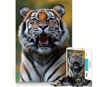 Roaring Tiger Portrait Jigsaw Puzzles for Teenagers 1000 Piece Boost Memory Serene Time Premium Cut Birthday Gift (38x52cm)