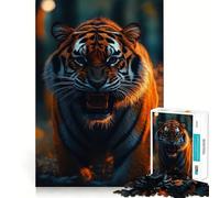Roaring Tiger Portrait Puzzle for Teenagers 1000 Pieces Smart Reason Toy Stress Release Sharp Edge Birthday Gift (38x52cm)
