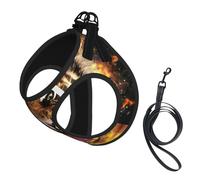 Roaring Tiger print Dog Harness and Leash Set, Reflective Adjustable Puppy Vest for Small Medium Large Dogs, Cats