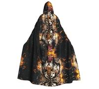 Roaring Tiger Print Halloween Hooded Cloak Costume Cape for Party, Carnival, Comic Exhibition, Masquerade - Unisex Adult