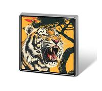 Roaring Tiger Sun Tree Funny Lapel Pins Square Brooch Tie Suit Dress Accessories for Men Women Wedding Birthday