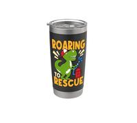 Roaring to Rescue T-Rex Dinosaur Firefighting Firefighter Stainless Steel Insulated Tumbler