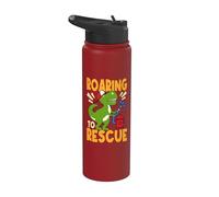 Roaring to Rescue T-Rex Dinosaur Firefighting Firefighter Stainless Steel Insulated Water Bottle