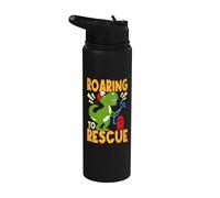 Roaring to Rescue T-Rex Dinosaur Firefighting Firefighter Stainless Steel Insulated Water Bottle