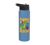 Roaring to Rescue T-Rex Dinosaur Firefighting Firefighter Stainless Steel Insulated Water Bottle