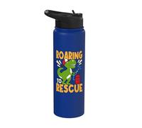 Roaring to Rescue T-Rex Dinosaur Firefighting Firefighter Stainless Steel Insulated Water Bottle