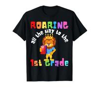 Roaring to The 1st Grade Lion Roar Kids Back to School Lions Value Graphic T-Shirt, Men, Black, L