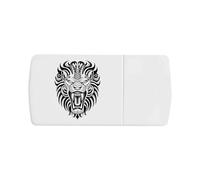 'Roaring Tribal Lion Portrait' Pill Box with Tablet Splitter (PI00034905)