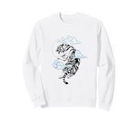 Roaring White Tiger Japanese and Chinese art graphic design Sweatshirt