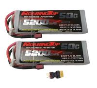 RoaringTop 11.1V 50C 5200mAh 3S Lipo Battery with T and XT60 Connector RC Softcase Battery for RC Plane DJI Quadcopter RC Airplane RC Helicopter RC Car Truck Boat Drone FPV (2 Packs)