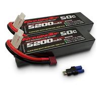 RoaringTop 11.1V 50C 5200mAh 3S(Upgraded of 7.4V) RC Lipo Battery with T and EC5 Connector Hardcase RC Battery for RC Plane DJI Quadcopter RC Airplane RC Helicopter RC Car Truck Boat (2 Packs)