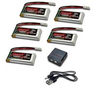 RoaringTop 3.7V 420mAh Lipo Battery 25C with MOLEX Plug with 5in1 Charger for RC Quadcopter Helicopter Drone Quadcopter FPV Model Racing AT-96 H99W H31 H6C H98 TR-C385 TR-P51 TR-F22