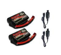 RoaringTop Li-ion Battery 7.4 V 3000 mAh 2S Rechargeable with T Plug and 2 USB Chargers for WLToys 4WD High Speed RC Cars and RC Cars and Trucks with a Majority Ratio of 1/10