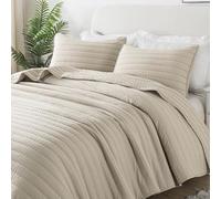 ROARINGWILD Neutral Beige King Size Quilt Bedding Sets with 2 Pillow Shams, Lightweight Soft Bedspread Coverlet, Quilted Blanket Thin Comforter Bed Cover for All Season, 3 Pieces, 104x90 inches