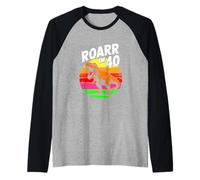 Roarr Im 40 Funny Dinosaur T Rex Birthday Raglan Baseball Tee