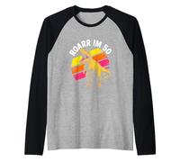 Roarr Im 50 T Rex Dinosaur Retro Birthday Raglan Baseball Tee
