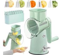 Roarrave 5 in 1 Food Chopper, 2025 Ultimate Kitchen Ally 5 in 1 Food Chopper, 5 in 1 Rotary Cheese Grater Vegetable Slice, Cheese Grater Hand Crank, Easy to Use with 5 Blades (Green)