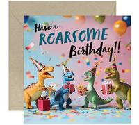 Roarsome Dinosaur Birthday Card for Young Boy or Girl - Fun Happy Birthday Cards for Nephew - Dinosaur Toy Card - Dinosaur Gift for Child's Birthday - Cute Cards for Son Grandson