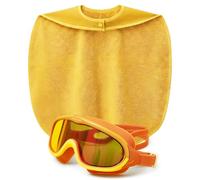 Roarsome Swimming Goggles Towel Cape Set | Anti-Fog & UV Shield Goggles + Waterproof Wearable Towel Cape | Comfortable & Ideal for Pool & Beach Adventures, Cub Cape & Orange Swim Goggle