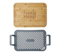 MasterClass 2 Piece Roast and Rest Set with Handles, Innovative Silicone Roasting Rack with Resting Board to Carve and Serve Heat Resistant, Non-Toxic Silicone, Fits Into Baking Tray from 50-40cm