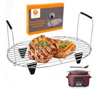 Roast and Steamer Rack Compatible with Ninja Foodi Possible Cooker Pro 8.5Qt MC1000, MC1001, MC1010 Slow Cooker, Stainless Steel Crock Pot Accessories with Silicone Protected Feet Handles