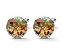 Roast Chicken Hen Farm Alloy Cufflinks for Men 17mm 20mm Shirt Cuff Links for Wedding Business Formal Dress Father's Day Birthday Gift for Him