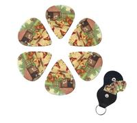 Roast Chicken Hen Farm Guitar Picks 6 Pack 3 Different Thickness Celluloid Guitar Plectrums with Guitar Pick Holder Personalized Guitar Pick for Acoustic Guitar, Electric Guitar, Bass