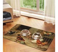 Roast Chicken Hen Farm print Cats Pet Bowl Placemat Pet Feeding Mats for Dogs, Non-Slip PU Leather Tablecloth for Pets
